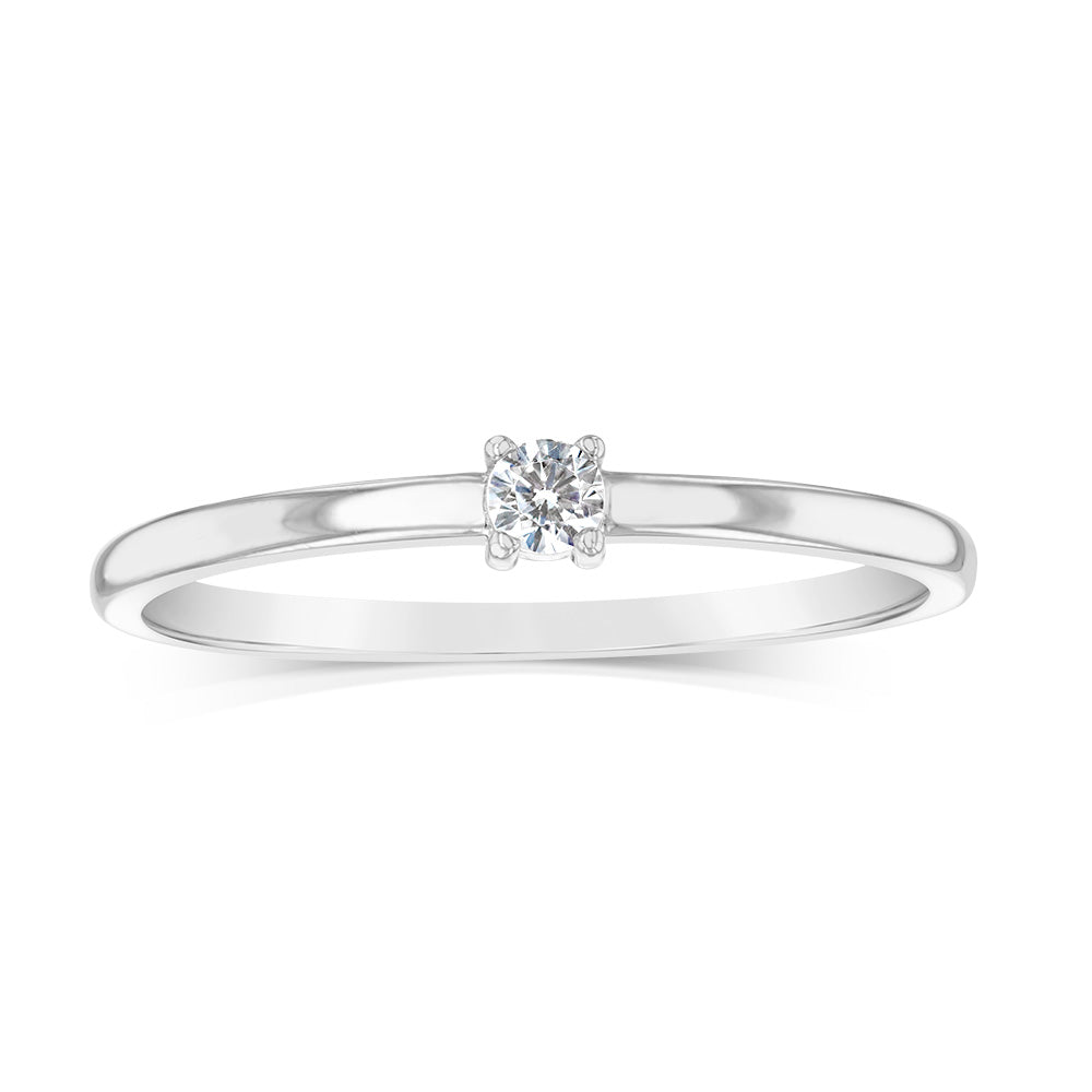 Sterling Silver White Cubic Zirconia 4 Claw Ring