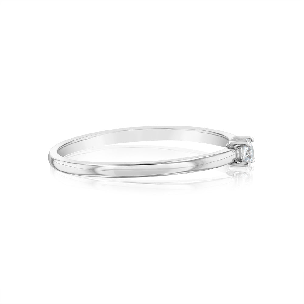 Sterling Silver White Cubic Zirconia 4 Claw Ring