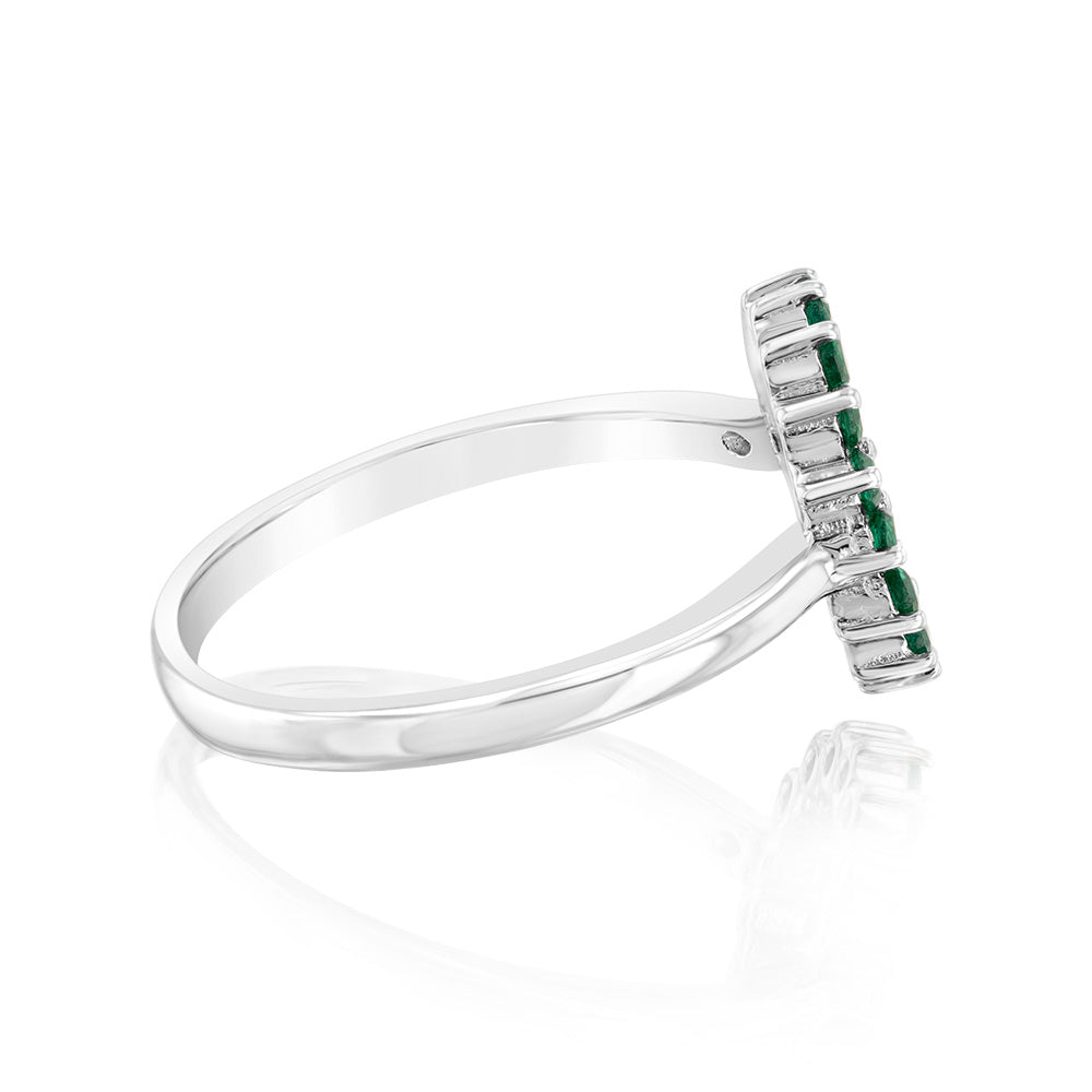 Sterling Silver Green Cubic Zirconia Circle Of Life Ring