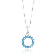 Load image into Gallery viewer, Sterling Silver Aquamarine Blue Cubic Zirconia Circle of Life Pendant