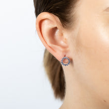 Load image into Gallery viewer, Sterling Silver Aquamarine Blue Cubic Zirconia Stud Earrings