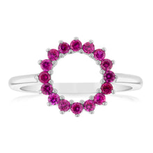 Load image into Gallery viewer, Sterling Silver Red Created Spinel Circle Of Life Ring