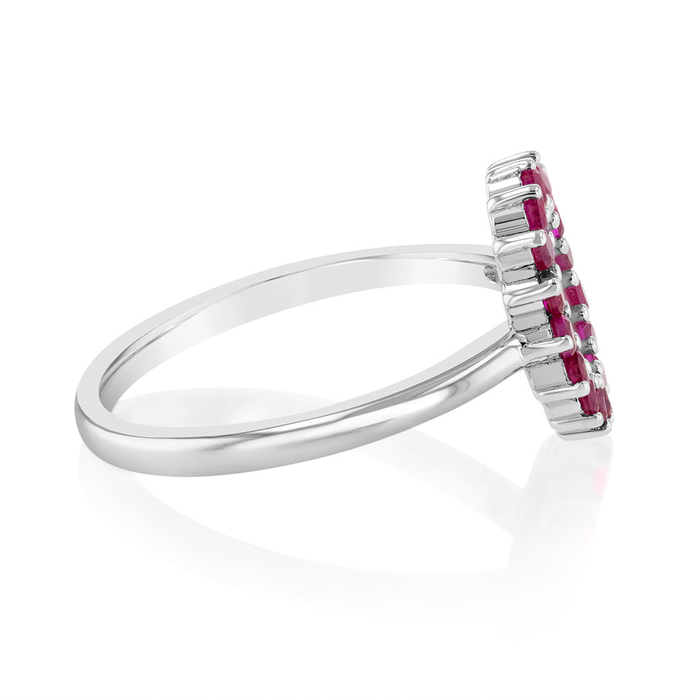 Sterling Silver Red Created Spinel Circle Of Life Ring