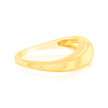 Load image into Gallery viewer, Sterling Silver Gold Plated Curved Dome Polished Ring