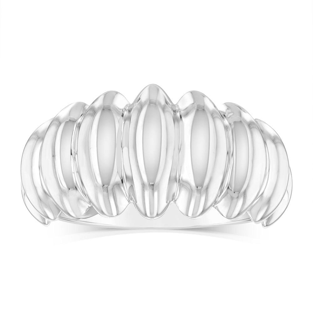 Sterling Silver Ribbed Polished Fancy Ring