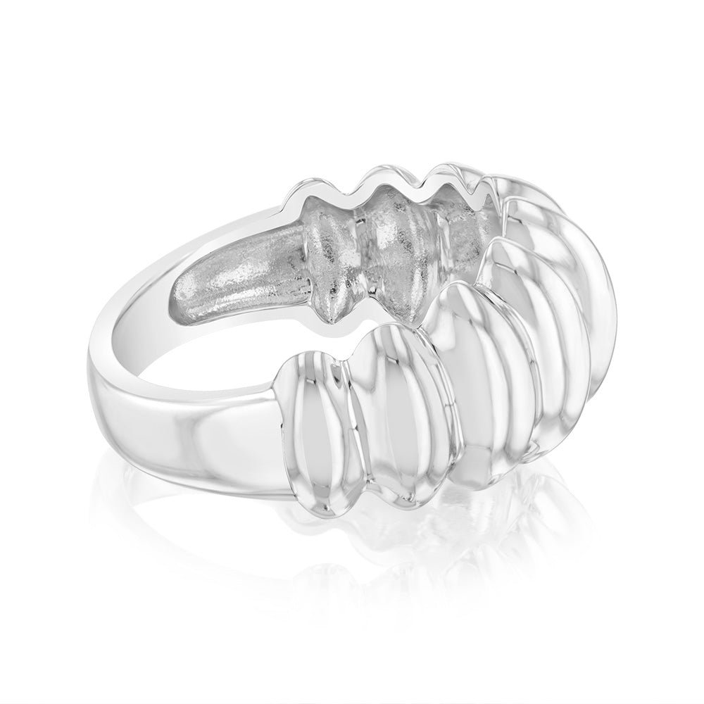 Sterling Silver Ribbed Polished Fancy Ring