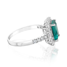 Load image into Gallery viewer, Sterling Silver Rhodium Plated White And Emerald Green Rectangular Cubic Zirconia Ring