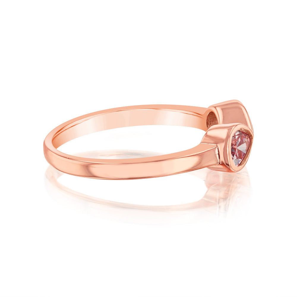 Sterling Silver Rose Gold Plated Morganite Pear Cubic Zirconia Infinity Ring