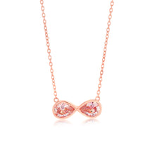 Load image into Gallery viewer, Sterling Silver Rose Gold Plated Morganite Pear Cubic Zirconia Infinity Pendant On Chain