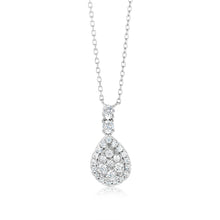 Load image into Gallery viewer, Sterling Silver Rhodium Plated White Cubic Zirconia Pear Shaped Pendant On chain