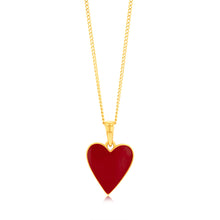 Load image into Gallery viewer, Sterling Silver Gold Plated Red Enamel Heart Pendant