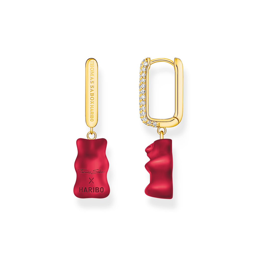 Thomas Sabo Gold Plated Sterling Silver Haribo Cubic Zirconia Red Bear Hoop Single Earring Only