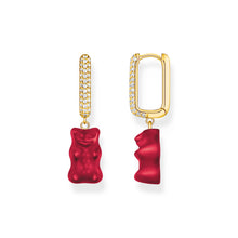 Load image into Gallery viewer, Thomas Sabo Gold Plated Sterling Silver Haribo Cubic Zirconia Red Bear Hoop Single Earring Only