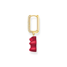 Load image into Gallery viewer, Thomas Sabo Gold Plated Sterling Silver Haribo Cubic Zirconia Red Bear Hoop Single Earring Only