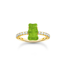 Load image into Gallery viewer, Thomas Sabo Gold Plated Sterling Silver Haribo Cubic Zirconia Apple Green Bear Ring