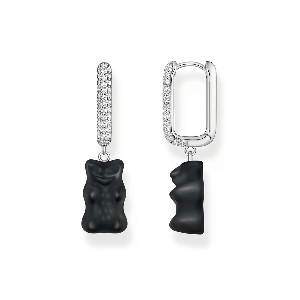 Thomas Sabo Sterling Silver Haribo Cubic Zirconia Black Bear Hoop Single Earring