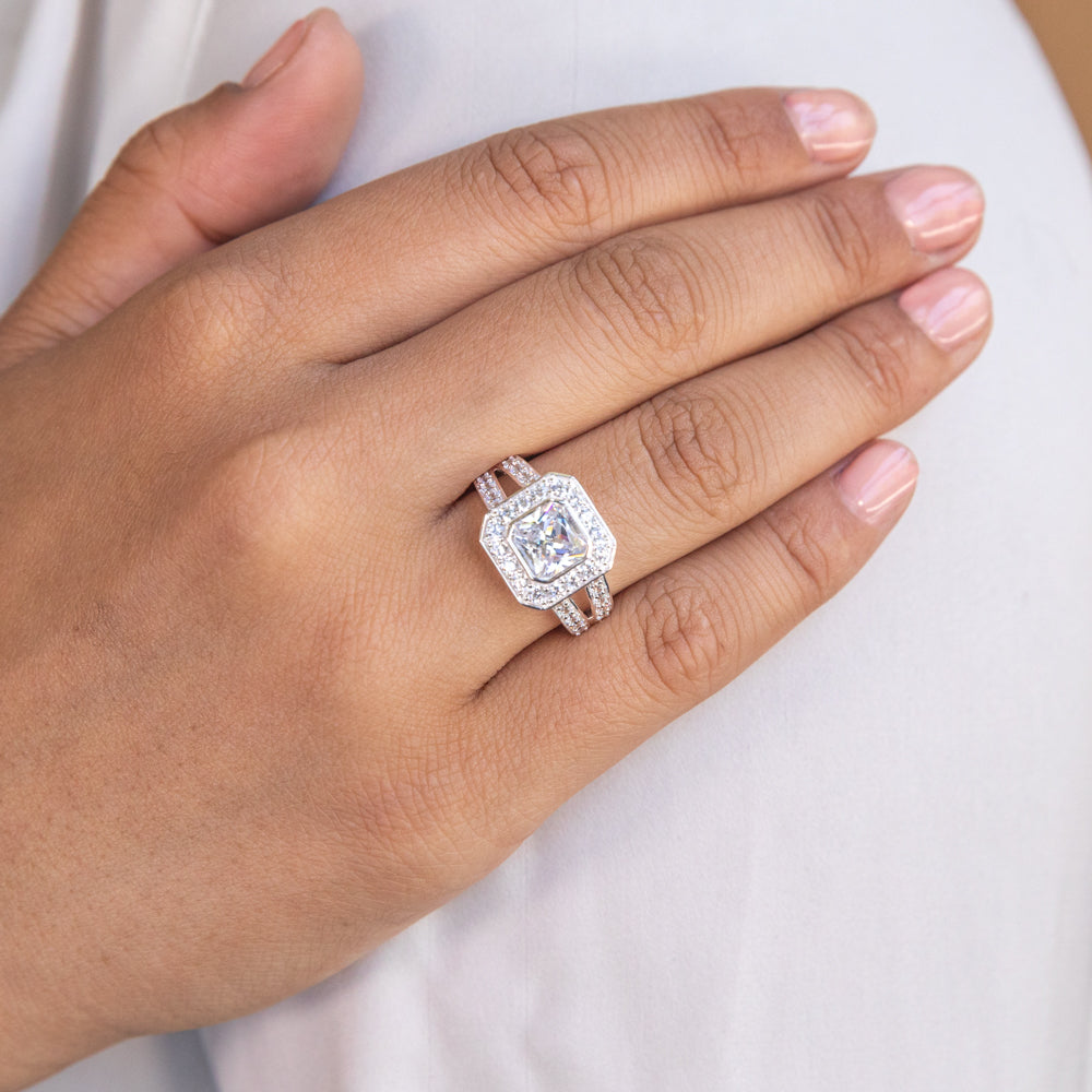 Sterling Silver Cubic Zirconia Octagon Ring