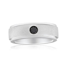 Load image into Gallery viewer, Black Diamond Sterling Silver Single Diamond Ring