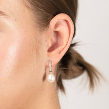 Load image into Gallery viewer, Sterling Silver White Rice Pearl &amp; Cubic Zirconia Stud Earrings