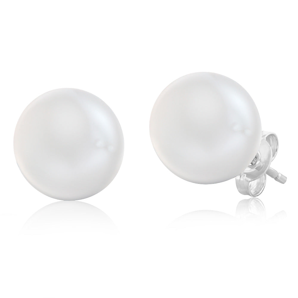 9-11mm White South Sea Sterling Silver Pearl Studs