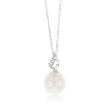 Load image into Gallery viewer, Sterling Silver 11-12mm White South Sea and Diamond Pendant on 45cm Chain