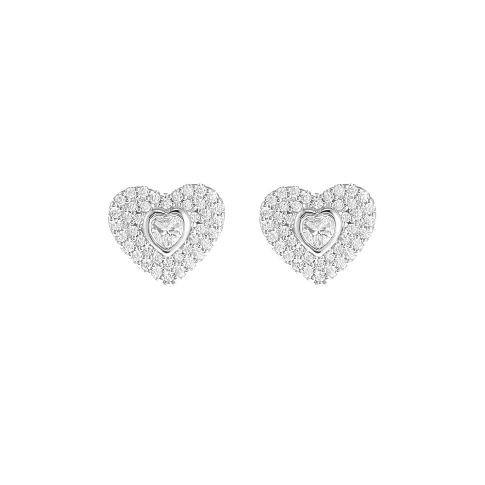 Michael Kors Sterling silver Premium Pave Heart Stud Earring