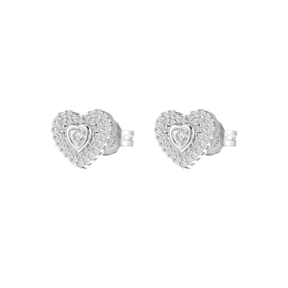 Michael Kors Sterling silver Premium Pave Heart Stud Earring