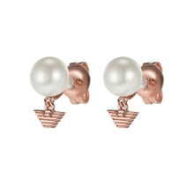 Load image into Gallery viewer, Emporio Armani Rose Gold Plated Sterling Silver Key Basics Pearl Stud Earring