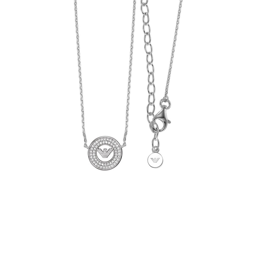 Emporio Armani Sterling Silver Key Basics CZ Pendant On Chain