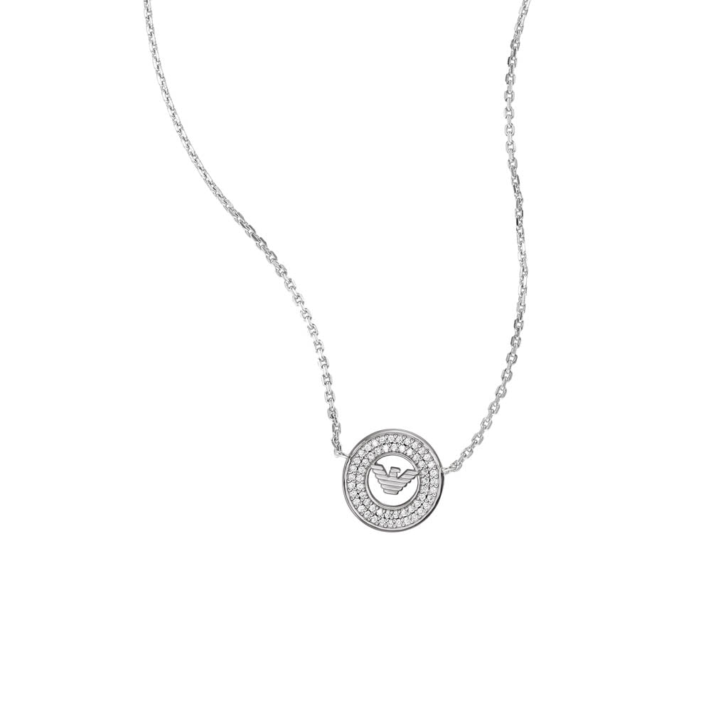 Emporio Armani Sterling Silver Key Basics CZ Pendant On Chain