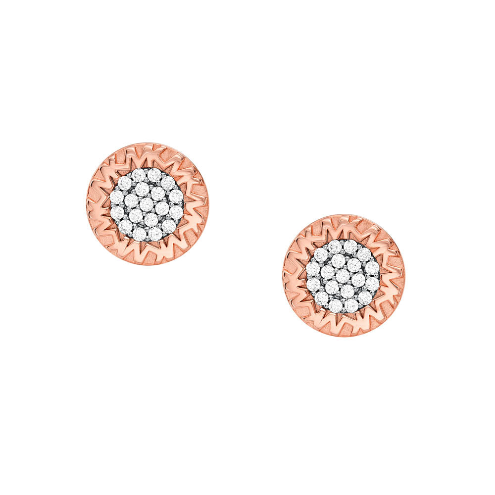 Michael Kors 14ct Rose Gold Plated Sterling Silver Premium Monogram Stud Earring