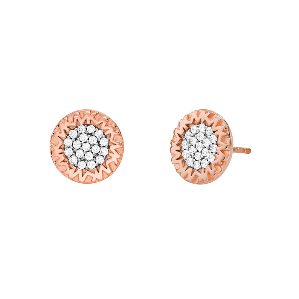 Michael Kors 14ct Rose Gold Plated Sterling Silver Premium Monogram Stud Earring