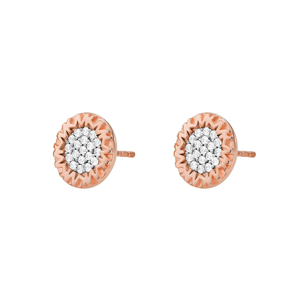 Michael Kors 14ct Rose Gold Plated Sterling Silver Premium Monogram Stud Earring