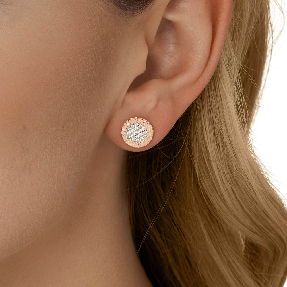 Michael Kors 14ct Rose Gold Plated Sterling Silver Premium Monogram Stud Earring