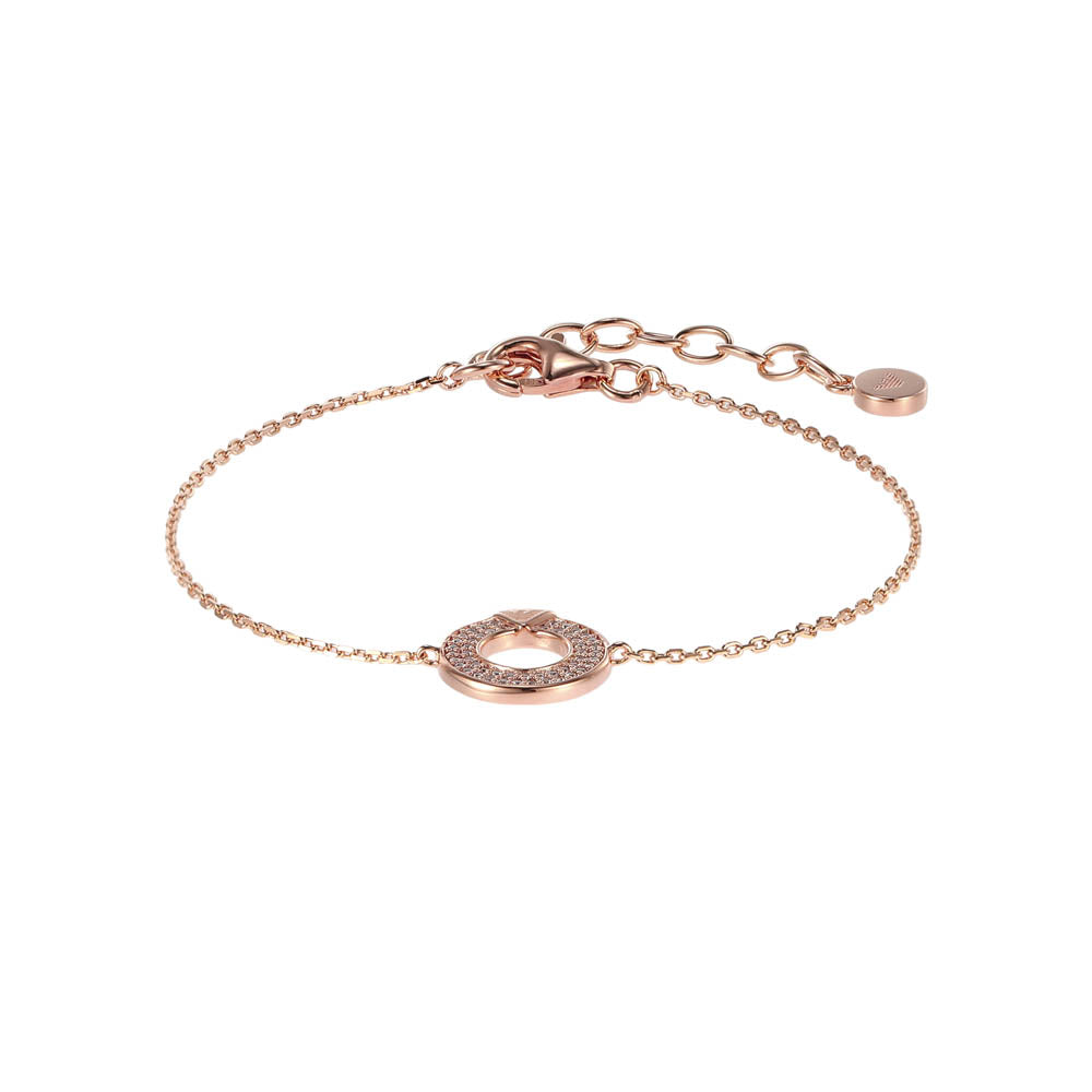 Emporio Armani Rose Gold Plated Stainless Steel Key Basics CZ Bracelet