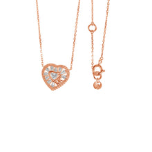 Load image into Gallery viewer, Michael Kors Rose Gold Plated Sterling Silver Premium Tapered Baguette CZ Heart Pendant With Chain