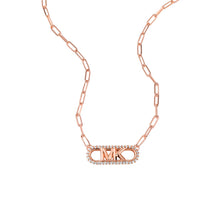 Load image into Gallery viewer, Michael Kors Rose Gold Plated Sterling Silver Premium Pave Empire Link Pendant with Chain